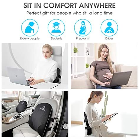 Lumbar Support Pillow/Back Cushion, Memory Foam Orthopedic Backrest For Car  Seat, Office/Computer Chair And Wheelchair,Breathable & Ergonomic Design